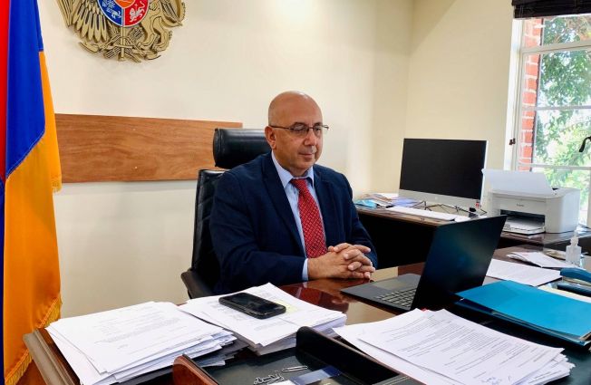 CONSUL GENERAL OF ARMENIA IN LOS ANGELES AMBASSADOR ARMEN BAIBOURTIAN HAD A VIRTUAL MEETING WITH THE PRESIDENT OF THE SOUTHERN CALIFORNIA DIVISION OF THE UN ASSOCIATION OF THE USA BERRY SIMON